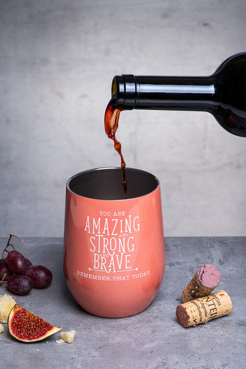 DIVERSEBEE Inspirational Thank You Gifts for Women, Best Friend, Sister, Wife, Girlfriend, Coworker, Mom, Encouragement Birthday Wine Gifts - Insulated Wine Tumbler with Lid (Coral) - Image 4